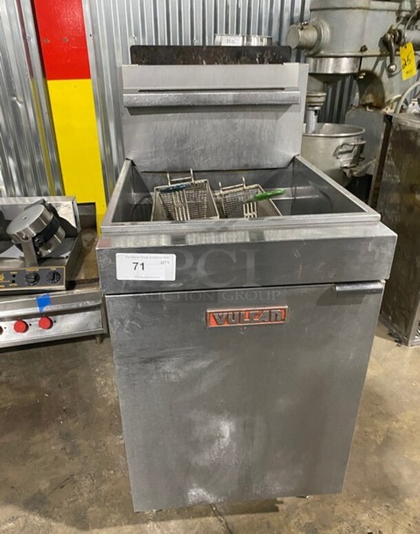 WOW! Vulcan Commercial5 Burner Natural Gas Powered Deep Fat Fryer! All Stainless Steel! On Legs! Working When Removed!