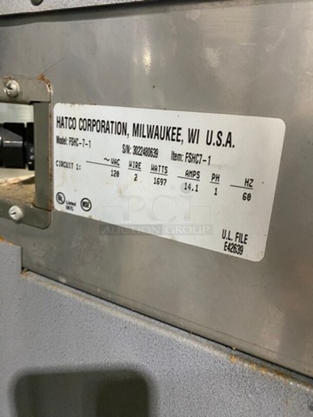 Hatco Commercial Undercounter Heated Holding Cabinet! With View Through Door! On Casters! Model: FSHC71 SN: FSHC71 120V 60HZ 1 Phase - Image 5 of 8