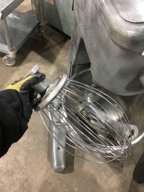 Hobart Commercial Floor Style 30QT Planetary Mixer! With Whisk And Paddle Attachments! With Bowl! Stainless Steel! WORKING WHEN REMOVED! Model: D300T SN: 151522 115V 60HZ 1 Phase - Image 5 of 10