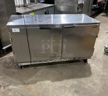 Beverage Air Commercial 2 Door Lowboy/ Worktop Cooler! Stainless Steel! On Casters! Model: UCR60A SN: 7004322 115V 60HZ 1 Phase