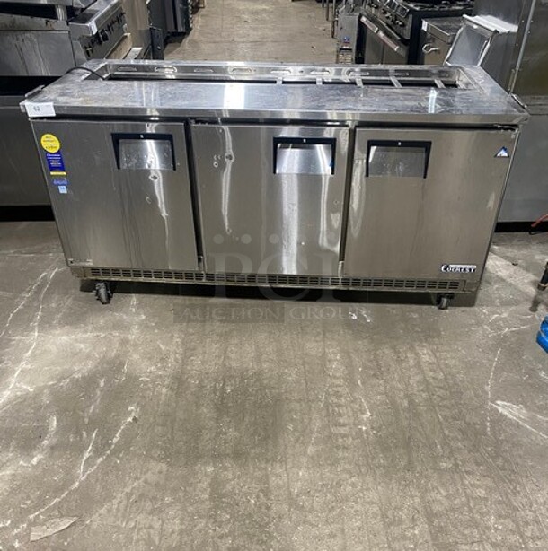 Everest Stainless Steel Sandwich/salad Prep Table! On Casters! MODEL EPBNR3 SN: BPBNR316070026 115V 1PH - Image 1 of 9
