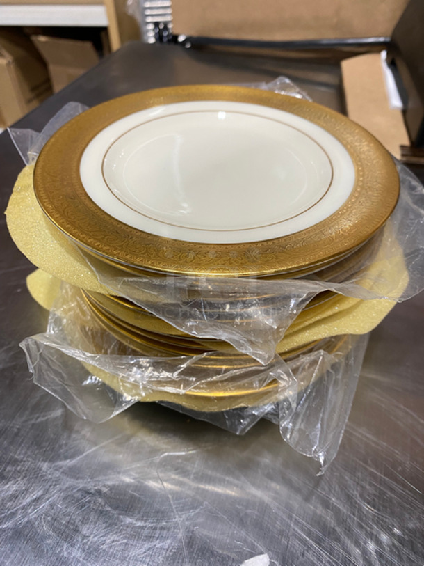 BEAUTIFUL! ELEGANT! BRAND NEW! NEVER USED! Lenox 12 Piece 6" Salad Plates! Ivory With 24K Gold Trim Dinnerware Collection! Includes Protective Material Carrier! 12x Your Bid! - Image 2 of 6