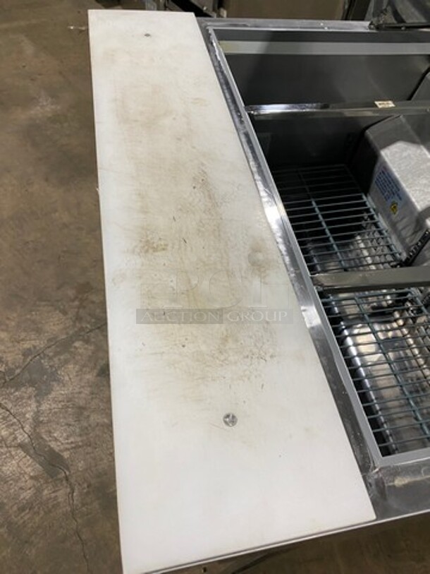 Universal Coolers Commercial Refrigerated Sandwich Prep Table! With 2 Door Storage Space Underneath! With Poly Coated Rack! All Stainless Steel! On Casters! Model: SC36BMI SN: 6733424419111105 115V - Image 9 of 10