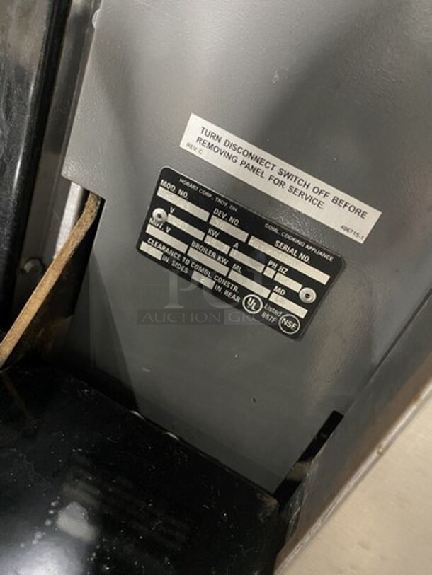 Hobart Electric Powered 6 Burner Stove! With Full Size Oven Underneath! Model HCR43 Serial 481277840! 480V 3 Phase! On Commercial Casters! - Image 8 of 10