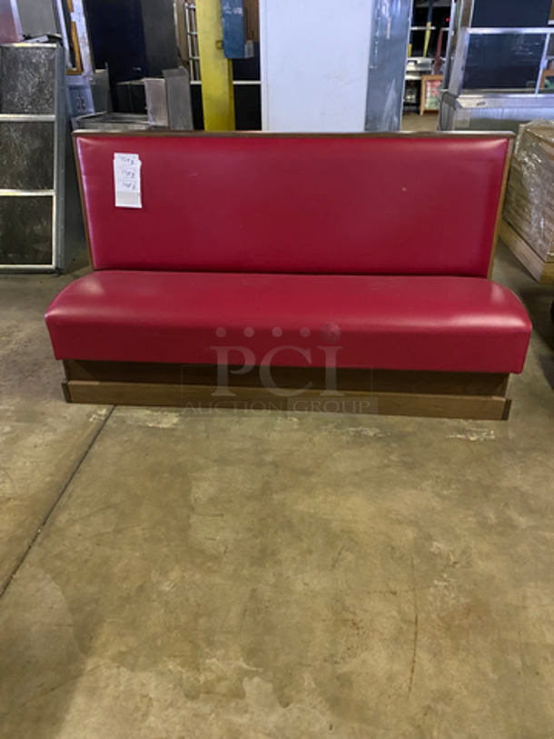 NEW! 2 Dual Sided Red Cushioned Booth Seats! With Wooden Outline! 2x Your Bid! - Image 1 of 7
