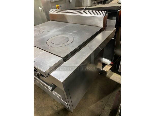US Range Natural Gas Powered French Top Range! With Full Size Oven Underneath! All Stainless Steel! On Casters!  - Image 3 of 12