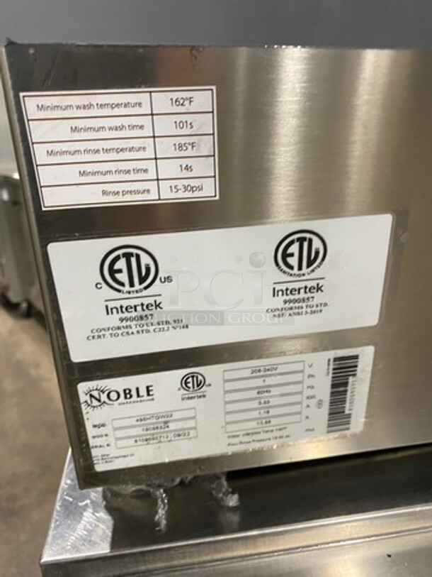 NEW! SCRATCH-N-DENT! LATE MODEL! 2022 Noble Commercial Undercounter Dishwasher! All Stainless Steel! Model: 495HTGW22 SN: 8102695713 208/240V 60HZ 1 Phase - Image 7 of 8