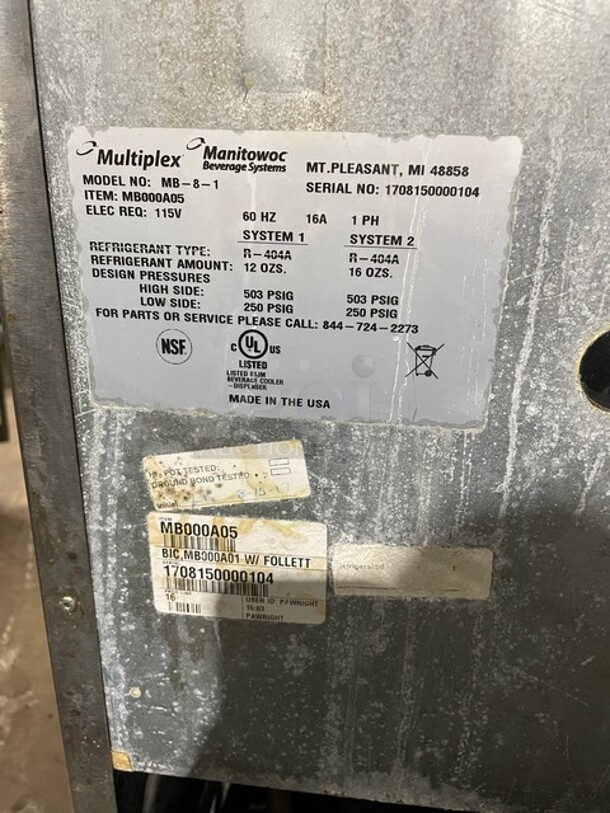 Manitowoc Multiplex All Stainless Steel Smoothie Workstation! On Single Door Undercounter Cooler With Poly Bins! On Casters! Model: MB81 SN: 1708150000104 115V 1PH - Image 8 of 11