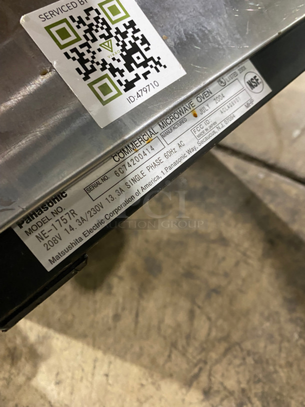 Panasonic Commercial Countertop Microwave Oven! With View Through Door! All Stainless Steel! Model: NE1757R SN: 6C74200414 208/230V 1 Phase - Image 7 of 8