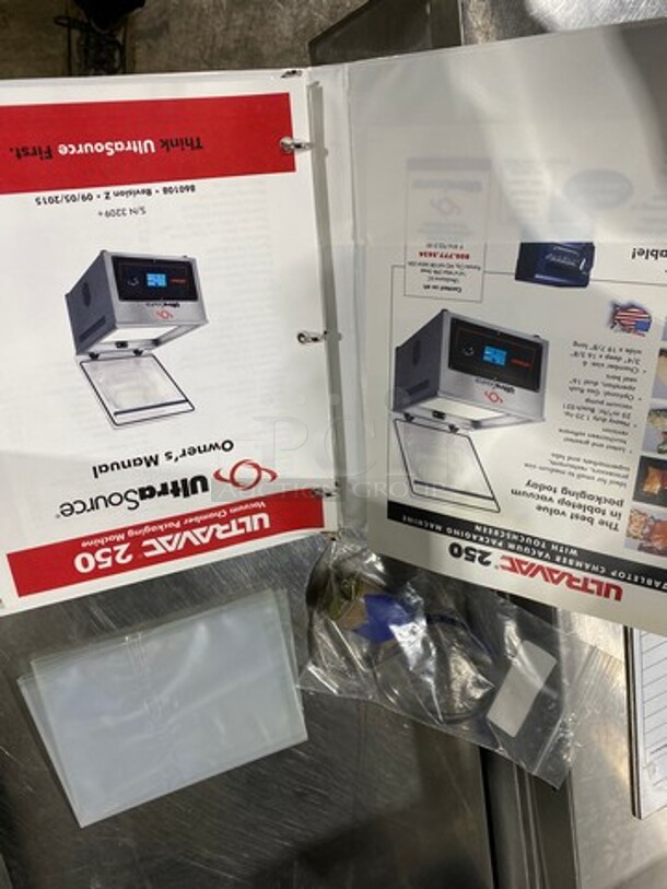 AMAZING! NEW! OUT OF THE BOX! LATE MODEL! Ultra Source Commercial Countertop Vacuum Sealer! Stainless Steel Body! Model: ULTRAVAC250 SN: 3348 120V 60HZ 1 Phase - Image 9 of 10