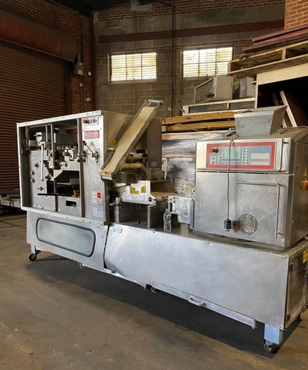 SWEET! KONIG Maschinen/RHEON Commercial Floor Style Stress Free Mass Production BUN ROLL LINE! Up To 4000 PCS Per Hour/Rounded, Stamped, Oval or Folded and Long-Rolled! Model Brotchenanlage/Roll Plant GS USA K2 Serial 3160052!  With Rheon Full Line Dough Sheeter WIth Hopper! On Commercial Casters!  - Image 4 of 12