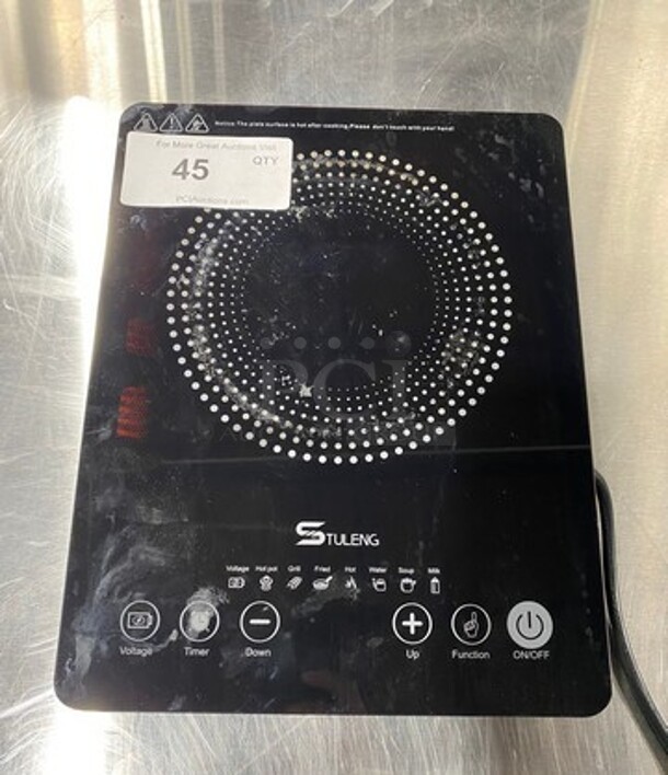 Stuleng Electric Stove! Portable 1300w Infrared Single Burner Sensor Touch Control! 11in Single Hot Plate Cooktop! MODEL FIC102 SN:00119 110V - Image 1 of 6
