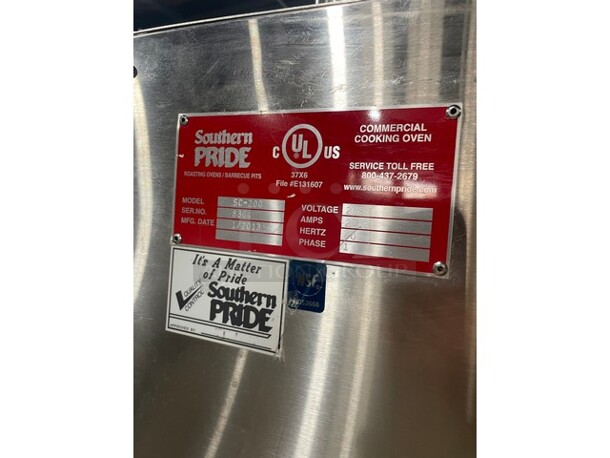 WOW! LIKE NEW! LATE MODEL! Southern Pride Commercial Electric Powered Smoker! All Stainless Steel! Model SC-200 Serial 8364! 208V! On Casters! Working When Removed!  - Image 5 of 9