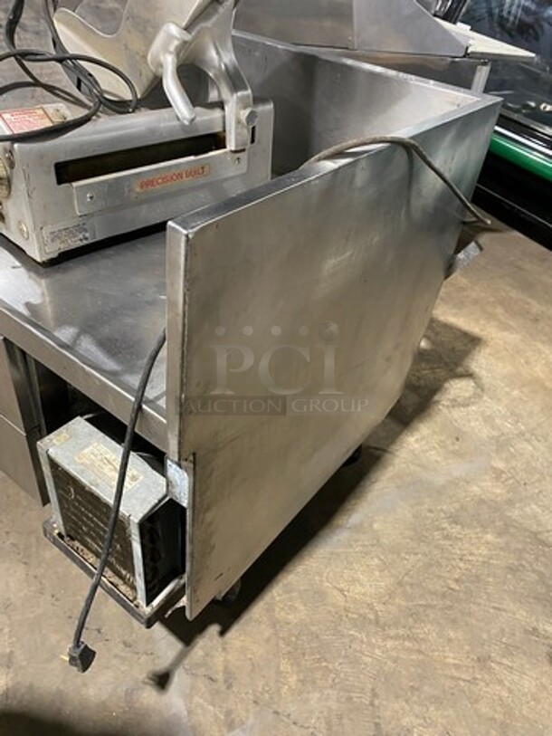 Delfield Commercial Refrigerated Chef Base! With Raised Back And Side Splashes! With 6 Drawer Storage Space! All Stainless Steel! On Casters! - Image 3 of 7