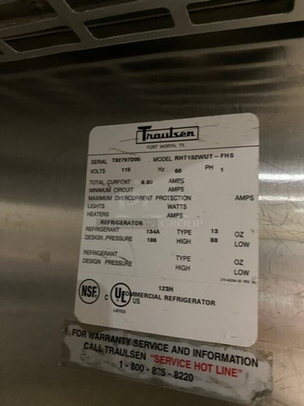 Traulsen Commercial Single Door Reach In Refrigerator! Solid Stainless Steel! On Legs! Model: RHT132WUTFHS SN: T92797D05 115V 60HZ 1 Phase - Image 7 of 9