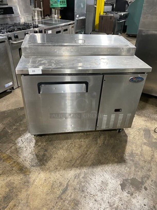 Valpro Commercial Refrigerated Pizza Prep Table! With Single Door Storage Space! All Stainless Steel! On Casters! Model: VPP44 SN: 8004233 115V 60HZ 1 Phase - Image 1 of 9