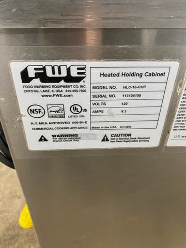 FWE Commercial 2 Door Food Warming/Holding Cabinet! All Stainless Steel! On Casters! Model: HLC16CHP SN: 113104105 120V 1 Phase - Image 5 of 9