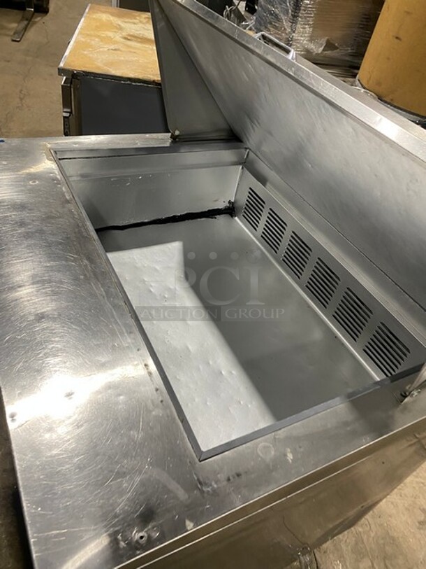 All Stainless Steel Commercial Refrigerated Sandwich Prep Table! With 2 Door Underneath Storage Space! On Casters! - Image 8 of 9