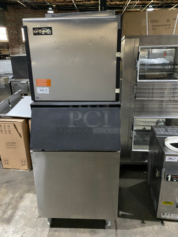 Ice-O-Matic Commercial Ice Making Machine Head! All Stainless Steel Body! On Commercial Ice Bin! On Legs! 2x Your Bid Makes One Unit! Model: ICE1006HW4 SN: 14101280011399 208/230V 60HZ 1 Phase