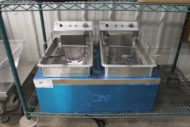 BRAND NEW SCRATCH AND DENT! Cooking Performance Group CPG 351EF302 Stainless Steel Commercial Countertop Electric Powered Double Fryer w/ 2 Metal Fry Baskets. 208-240 Volts. - Image 1 of 5