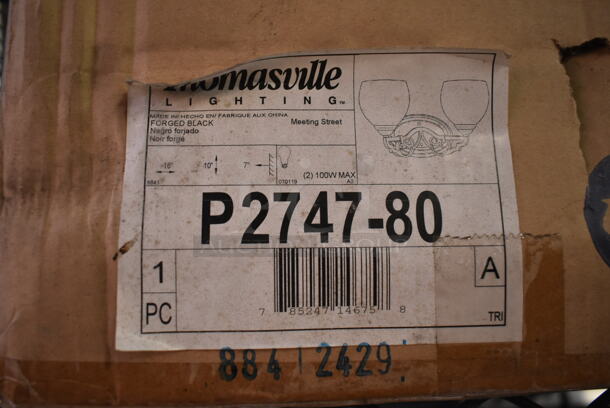 2 IN ORIGINAL BOX! Thomasville P2747-80 Meeting Street Collection Forged Black 2-light Vanity Fixture. 2 Times Your Bid!