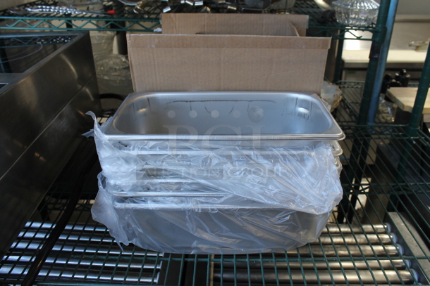 Box of 6 BRAND NEW  Stainless Steel 1/3 Size Drop In Bins.