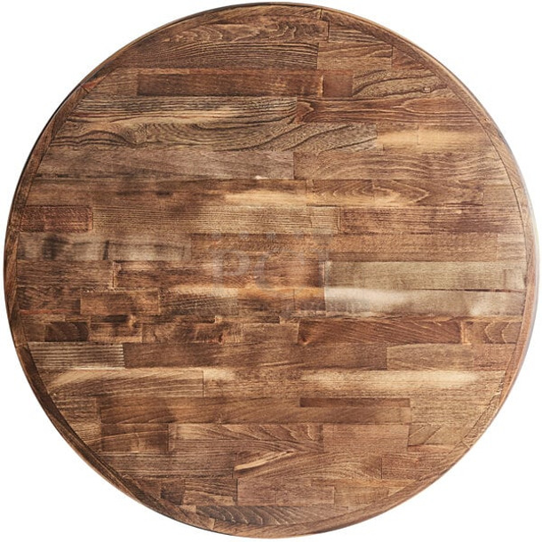 BRAND NEW SCRATCH AND DENT! Lancaster Table & Seating 34930RBBVIN 30" Round Wood Butcher Block Table Top with Vintage Finish - Image 1 of 3