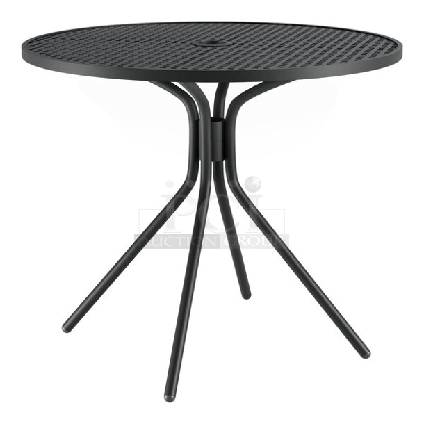 BRAND NEW SCRATCH AND DENT! Lancaster Table & Seating 427CMSM36RDB Harbor Black 36" Round Outdoor Standard Height Table with Modern Legs - Image 1 of 3