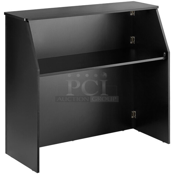 BRAND NEW SCRATCH AND DENT! Lancaster Table & Seating 164PBAR48BK 4' Foldaway Bar with Black Laminate Finish - Image 1 of 2