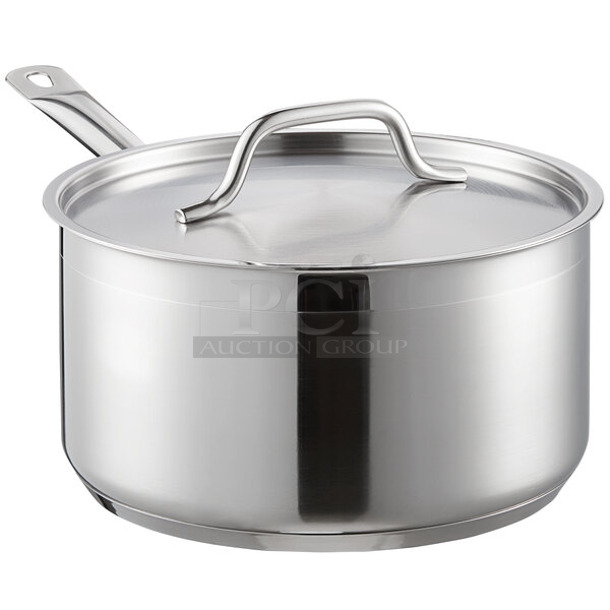 2 BRAND NEW SCRATCH AND DENT! Vigor 473SSAUCP6 6 Qt. Stainless Steel Sauce Pan with Aluminum-Clad Bottom and Cover. 2 Times Your Bid! - Image 1 of 5