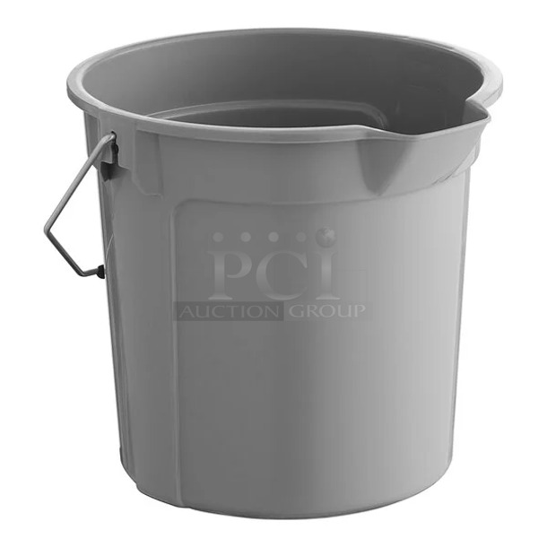 2 Boxes of 10 BRAND NEW SCRATCH AND DENT! Lavex 274PL14QGY 14 Qt. Gray Round Bucket. 2 Times Your Bid!  - Image 1 of 7