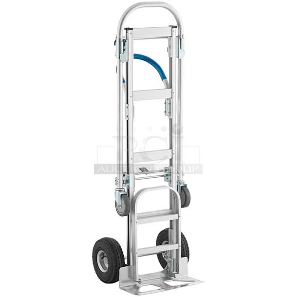 BRAND NEW SCRATCH AND DENT! HS-1018 Lavex 750 lb. 2-in-1 Convertible Hand Truck with Nose Plate and Pneumatic Wheels. May Be Missing Pieces. - Image 1 of 3