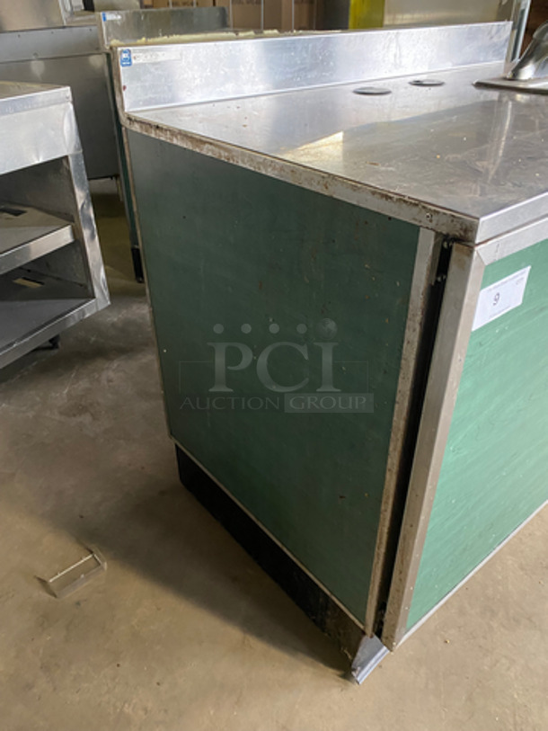 WOW! Duke Prep/ Worktop Table! With Backsplash! With Built-In Sink! With 2 Door Storage Space Underneath! Stainless Steel With Wooden Pattern Body! - Image 2 of 7