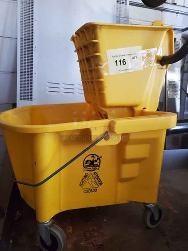 Mop Bucket & Wringer Heavy Duty, Yellow - Image 4 of 4