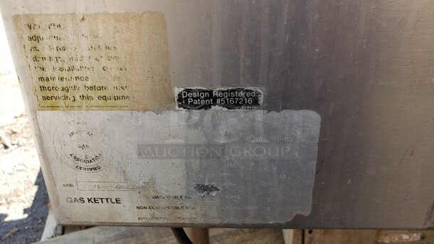Cleveland KGL-40-T Natural Gas 40 Gallon Tilting Kettle. Unknown Condition/ Sold For Parts - Image 5 of 6