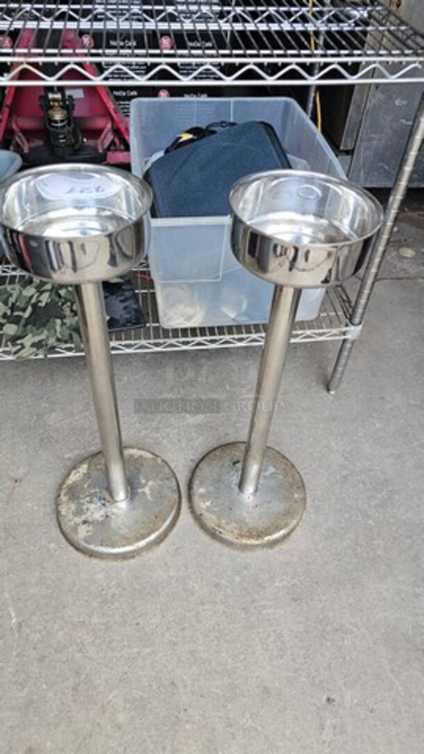  Lot of 2 Stainless Steel Ash Tray Stands - Image 2 of 3