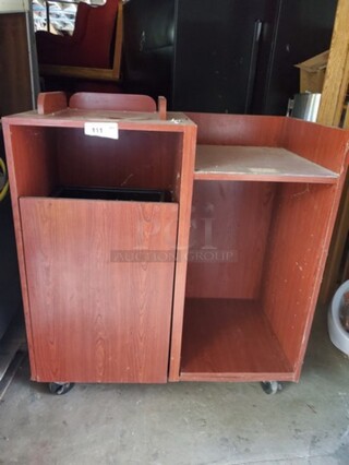 Wooden Waste Receptacle with Tray Holder Area