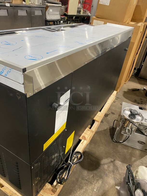 NEW Scratch And Dent Asber Stainless Steel Commercial 2 Door Slide Top Bottle Cooler! MODEL ADBC65HC 115 Volts 1 PH  - Image 3 of 8