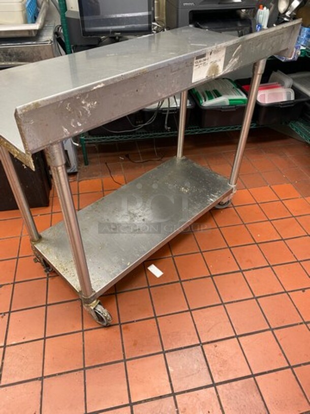 Solid Stainless Steel Work Top/ Prep Table! With Back Splash! With Storage Space Underneath! On Casters! - Image 4 of 6