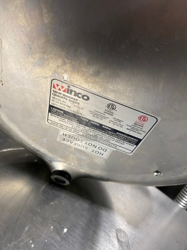 Winco Commercial Countertop Food Warmer Soup Kettle! WORKING WHEN REMOVED! Model: ESW70 SN: ESW70050004074 120V - Image 6 of 7