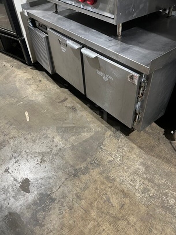 Custom Cool Commercial Refrigerated Work/Prep Table/ Grill Stand! With Back And Side Splash! With Refrigerated 2 Door Underneath Storage! All Stainless Steel! On Casters! - Image 2 of 6