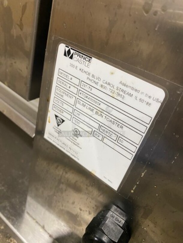 Prince Castle Commercial Countertop Vertical Toaster! All Stainless Steel! Model: 297T9 SN: KTGK430593X 115V - Image 5 of 8