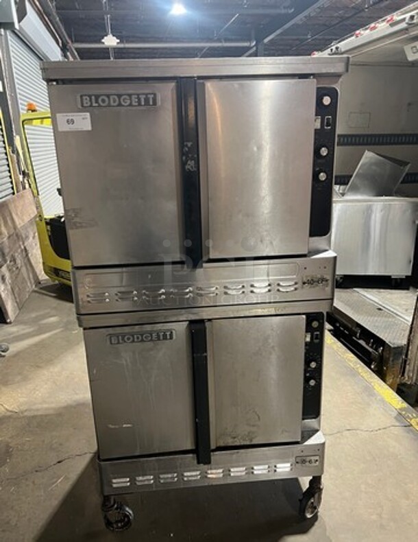 WOW! Blodgett All Stainless Steel Gas Powered Double Stacked Convection Oven!  With Metal Racks! On Casters! 2 X Your Bid Makes One Unit!