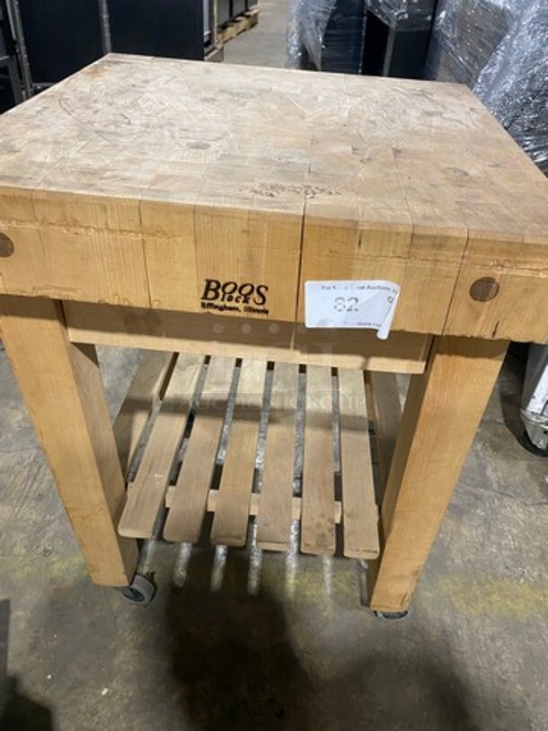 Boos Block Commercial Butcher Block Table! With Storage Space Underneath! On Casters! - Image 2 of 6