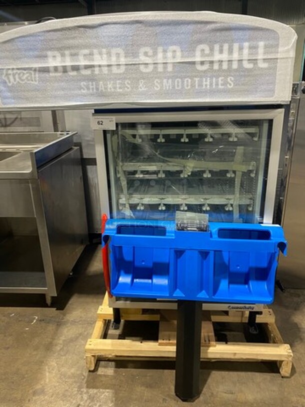 NEW! LATE MODEL! 2021 Minus Forty Commercial Single Door Freezer Merchandiser! With View Through Door! With Drink Racks! On Legs! Model: 11CSGF001C000BLFREALB6 SN: 264865 115V 60HZ 1 Phase