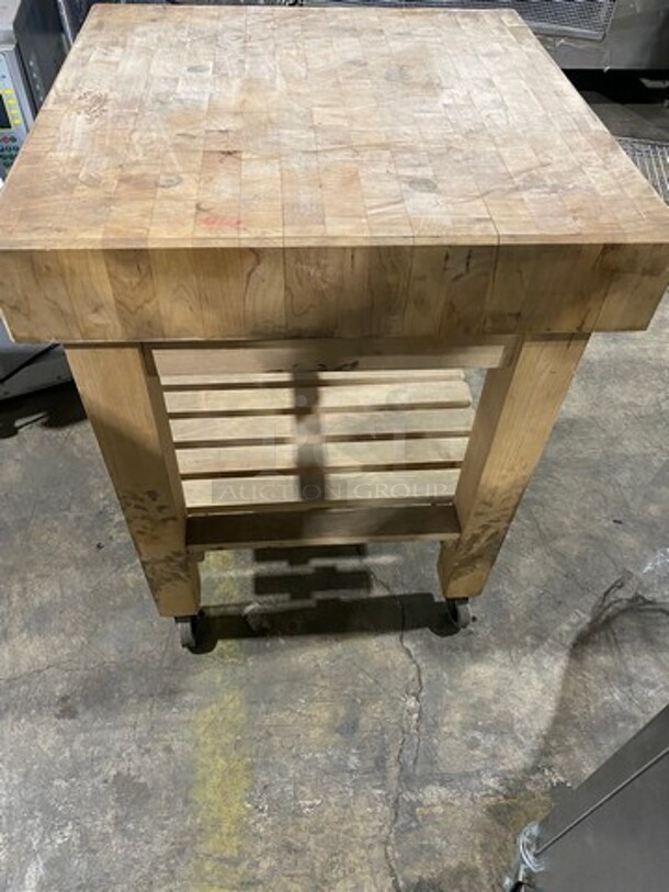 Boos Block Commercial Butcher Block Table! With Storage Space Underneath! On Casters! - Image 5 of 6
