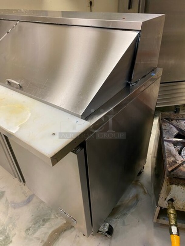 LATE MODEL! 2022 Asber Commercial Refrigerated Sandwich Prep Table! With Commercial Cutting Board! With 3 Door Underneath Storage Space! All Stainless Steel! On Casters! WORKING WHEN REMOVED! Model: APTM7230HC SN: 8102495185 115V 60HZ 1 Phase - Image 3 of 9