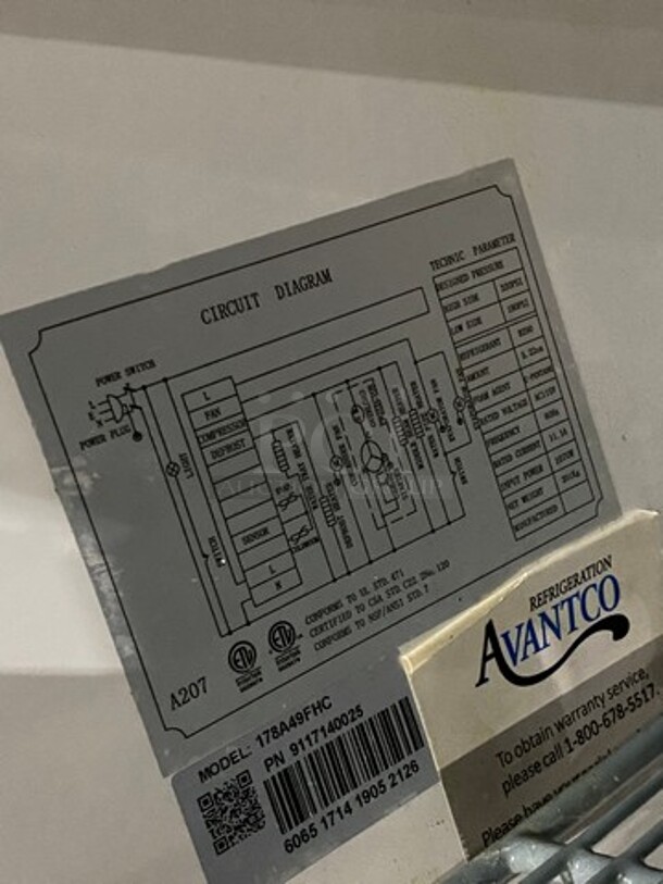 Avantco Commercial 2 Door Reach In Freezer! Solid Stainless Steel! On Casters! Model: 178A49FHC SN: 6065171419052126 115V - Image 8 of 10