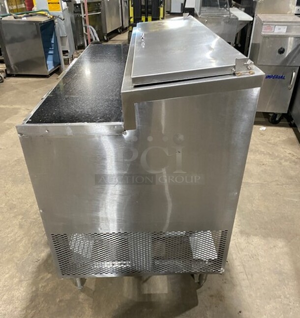 Custom Cool Stainless Steel Pizza Prep Table With 2 Door Underneath Storage! On Legs! - Image 3 of 11