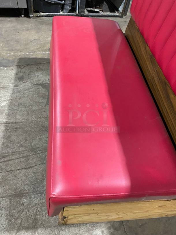 NEW! Single Sided Red Cushioned Booth Seat! With Wooden Outline! Perfect For Up Against The Wall! Can Be Connected To Any Of The Booths Listed! - Image 6 of 6